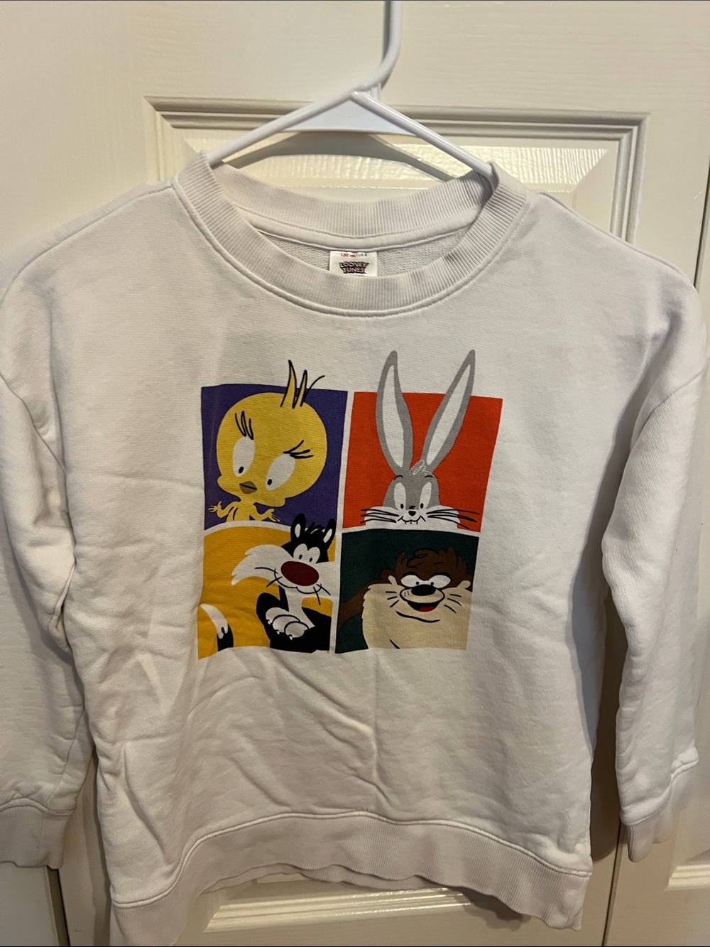 Hanna Andersson White Kids Sweatshirt with Colorful Looney Tunes Panels